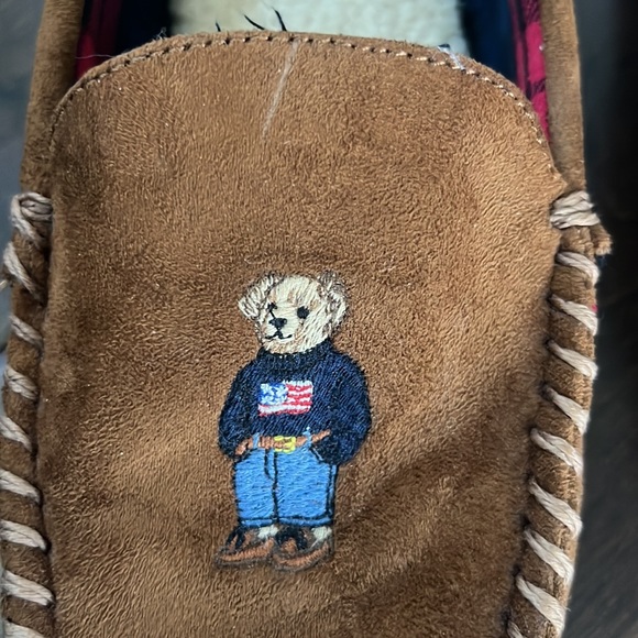 Men’s Ralph Lauren Polo Bear Slippers size 11 Classic Embroidered Patriotic Bear - Picture 8 of 8